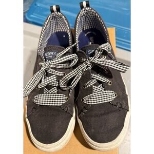 Women's Crest Vibe Gingham Black Sperry Top-Sider Memory Foam Sneaker Size 8.5